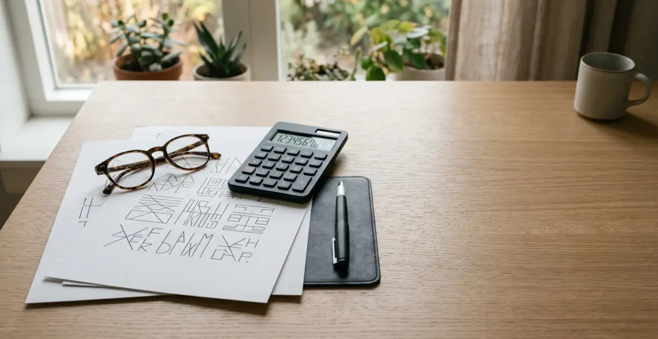 Documents officiels de succession et calculatrice sur un bureau pour estimer les frais notariaux