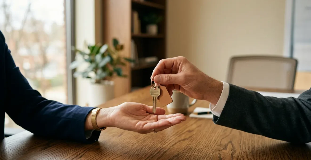 Main remettant les clés d'une maison symbolisant l'obtention d'un prêt immobilier avec apport personnel