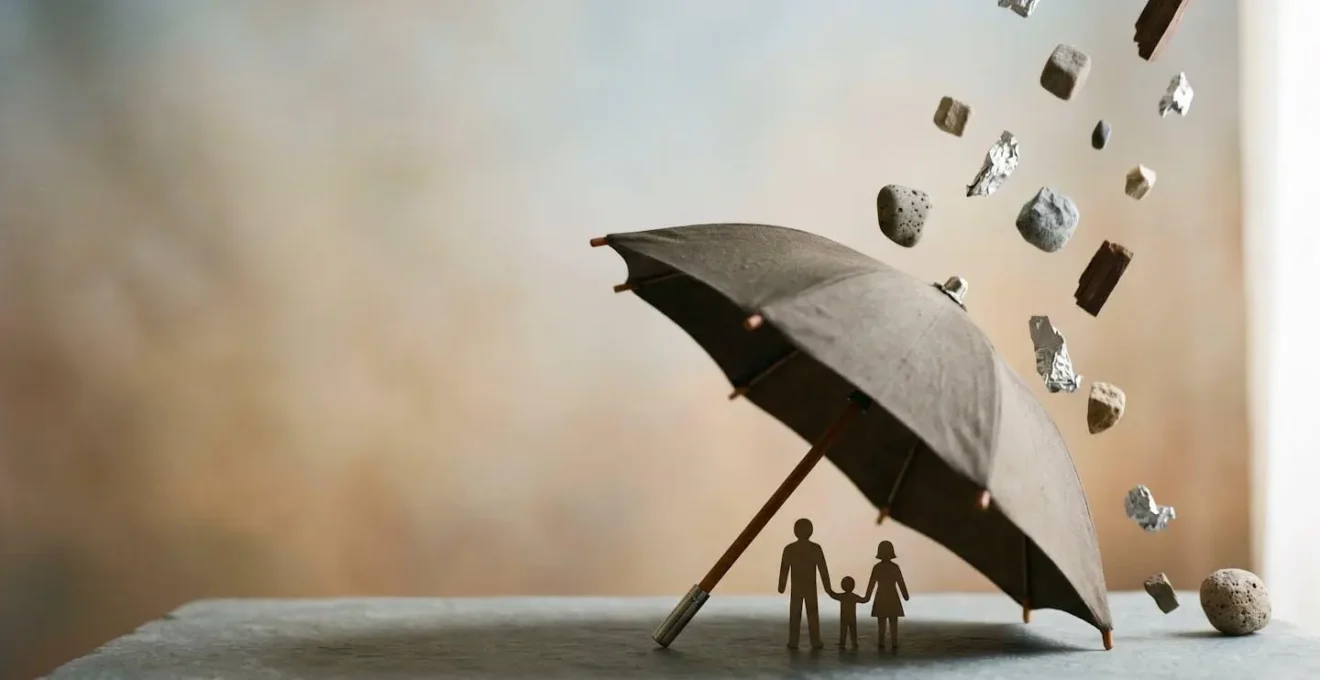 Représentation symbolique de la protection financière familiale face à l'invalidité ou la maladie