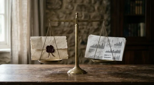 Composition symbolique illustrant l'équilibre entre testament et assurance-vie dans la planification successorale