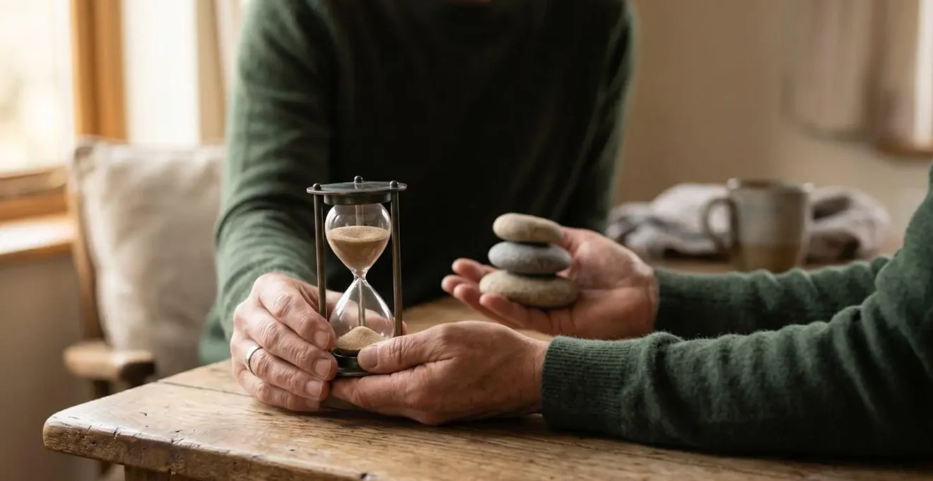 Représentation symbolique du choix entre sécurité à long terme et flexibilité financière pour protéger un conjoint