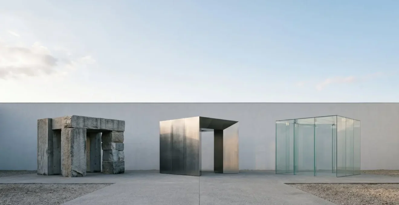 Vue architecturale minimaliste symbolisant la diversification et la solidité d'un patrimoine équilibré