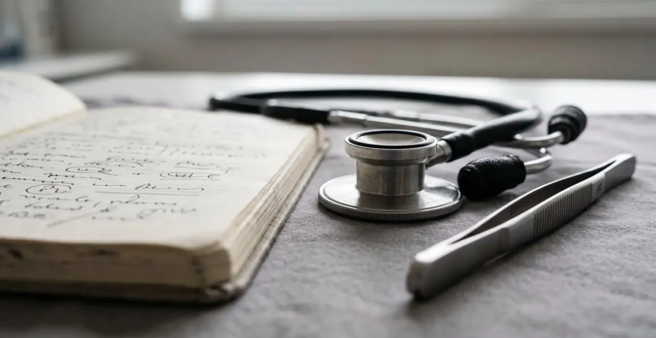 Matériel médical et notes de préparation pour une expertise médicale