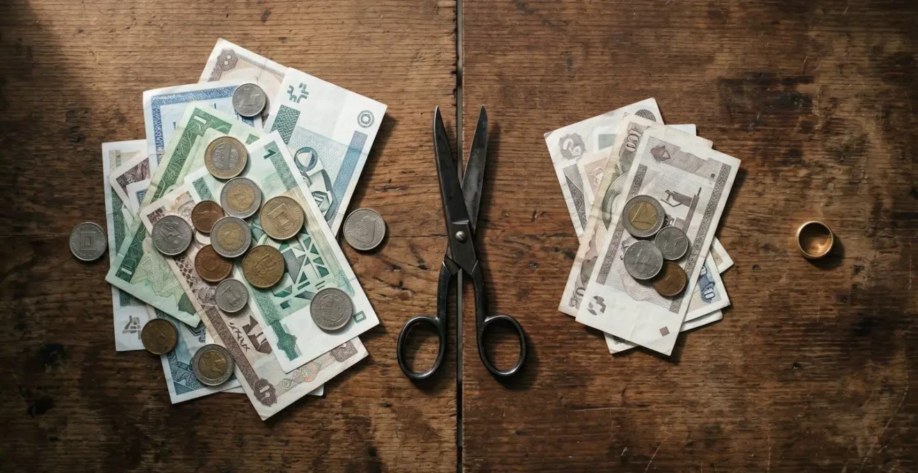 Visualisation métaphorique de la division financière causée par un divorce
