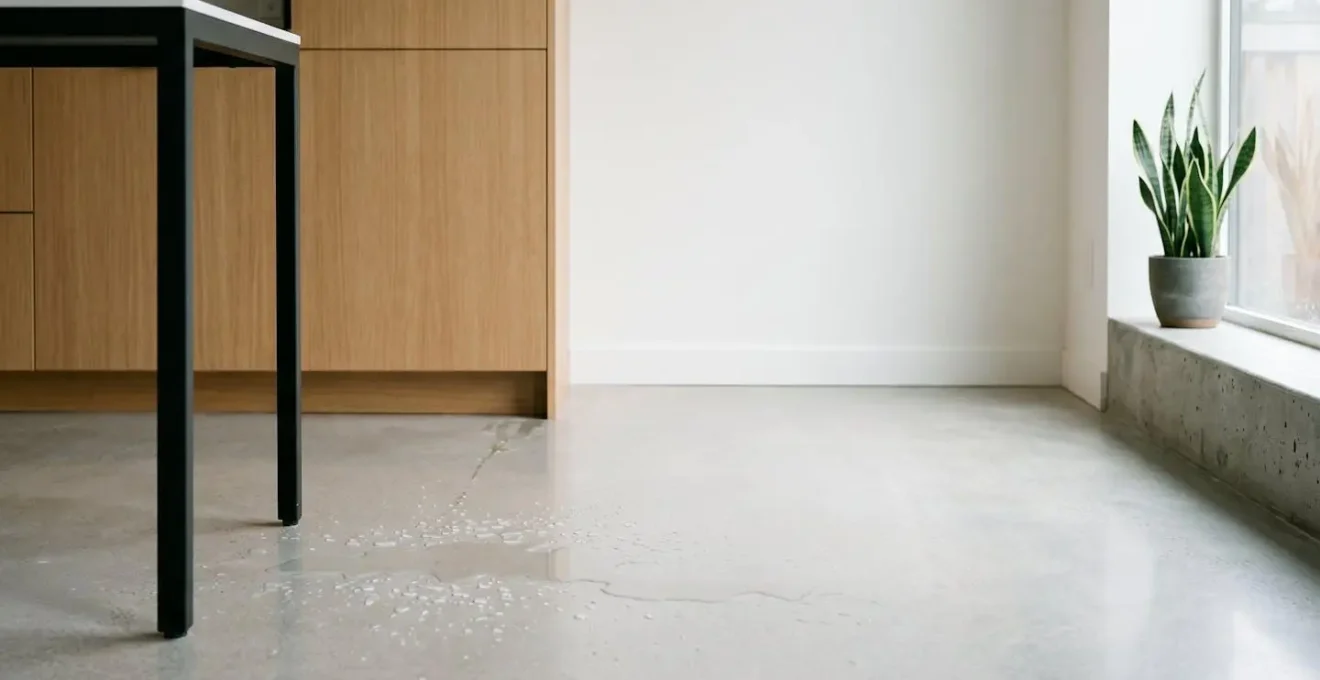 Fuite d'eau domestique illustrant l'importance d'une réserve financière après l'achat immobilier